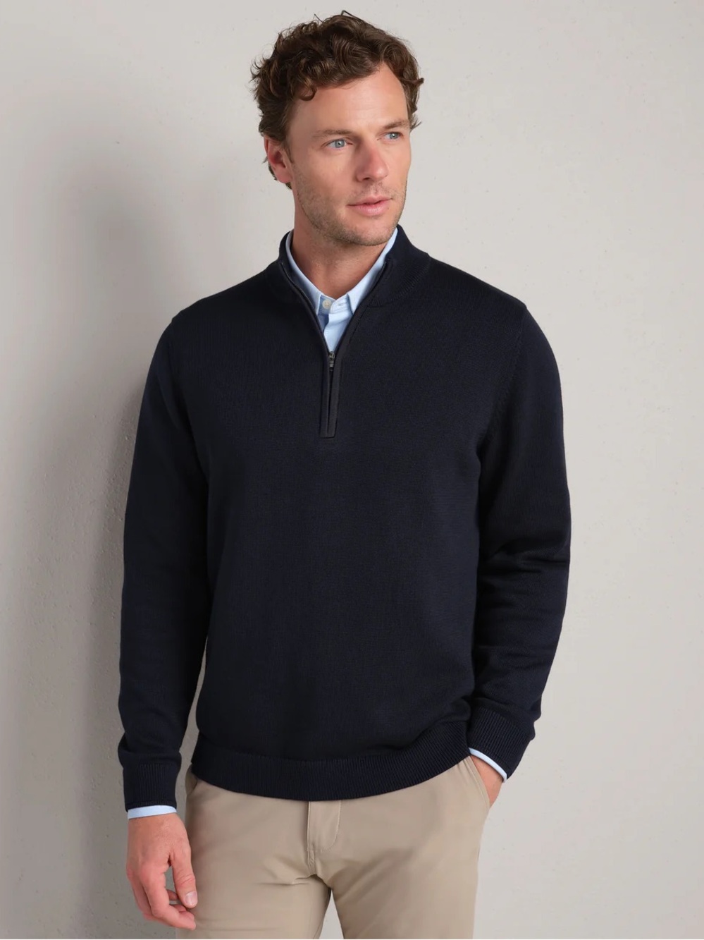 NWT RHONE Commuter Men's True Navy Quarter-Zip Sweater
